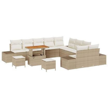 Tuinbankenset met kussen 13 pcs Beige poly rattan