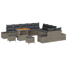 Tuinbankenset met kussen 13 pcs Grijs poly rattan