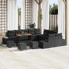 Tuinbankenset poly rattan 14-delig zwart