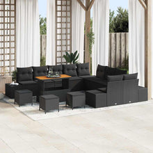 Tuinbankenset met kussen 14 pcs Zwart poly rattan