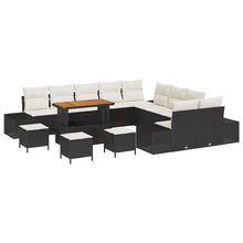 Tuinbankenset met kussen 14 pcs Zwart poly rattan