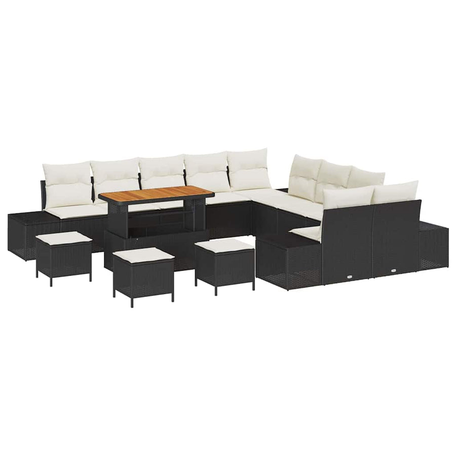 Tuinbankenset met kussen 14 pcs Zwart poly rattan