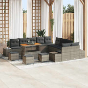 Tuinbankenset poly rattan grijs met kussens