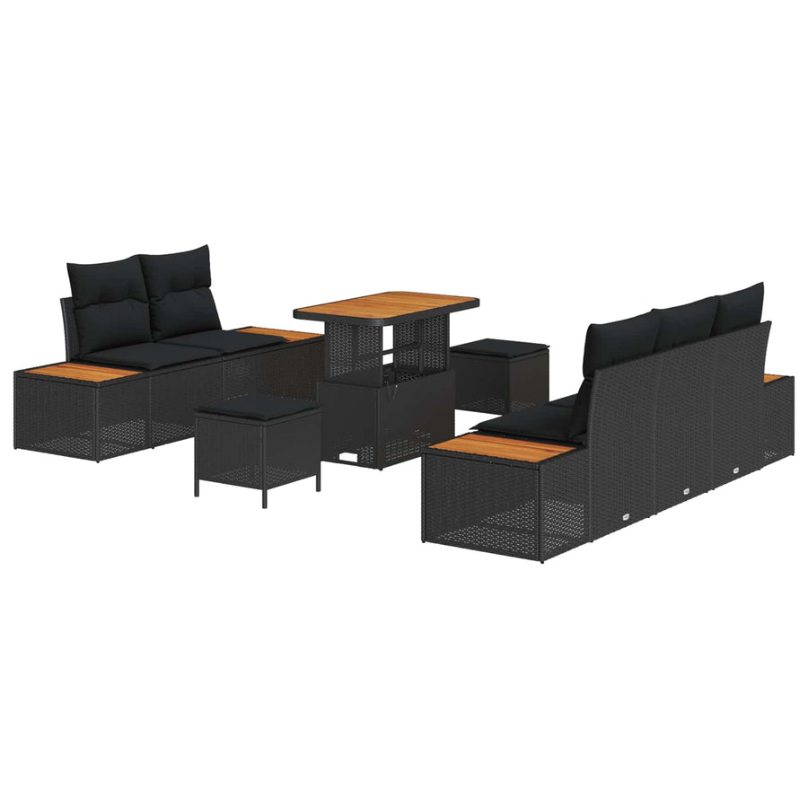 Tuinbankenset 8 pcs Zwart poly rattan