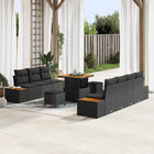 Tuinbankenset poly rattan zwart 9 zitplaatsen