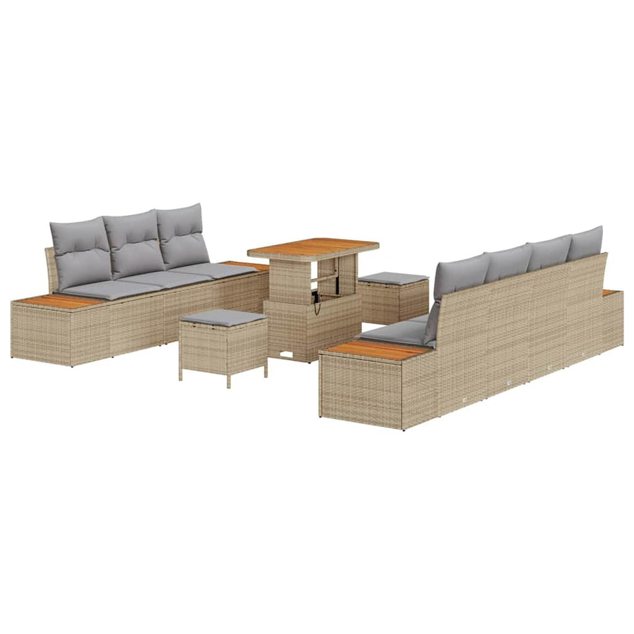 Tuinbankenset 10 pcs Beige poly rattan