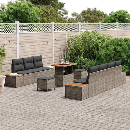 Tuinbankenset 10 pcs Grijs poly rattan