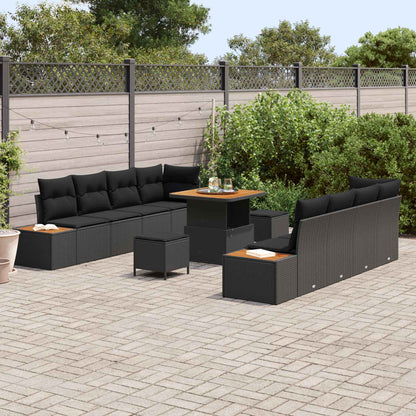 Tuinbankenset 11 pcs Zwart poly rattan