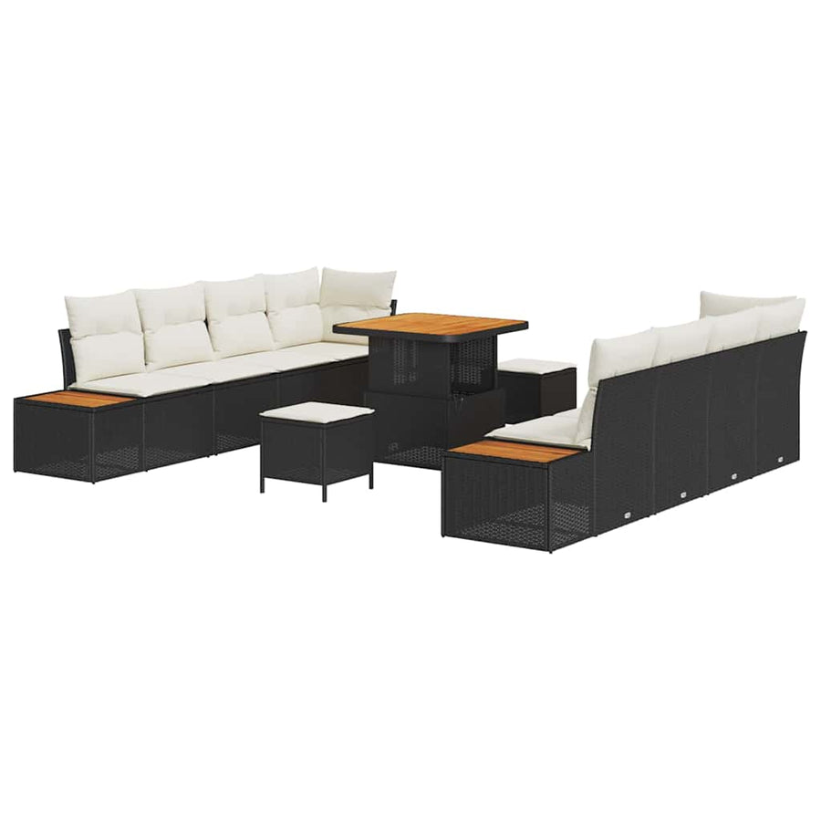 Tuinbankenset 11 pcs Zwart poly rattan