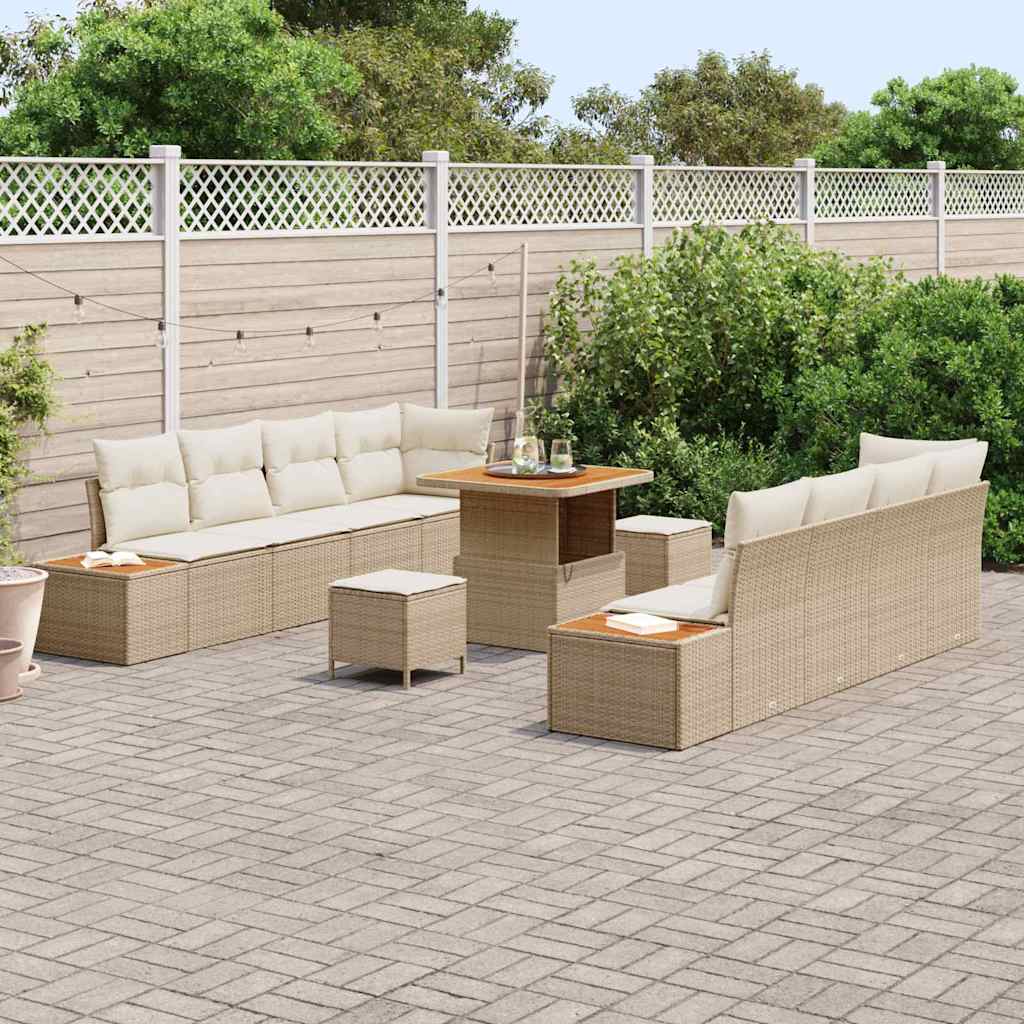 Tuinbankenset 11 pcs Beige poly rattan