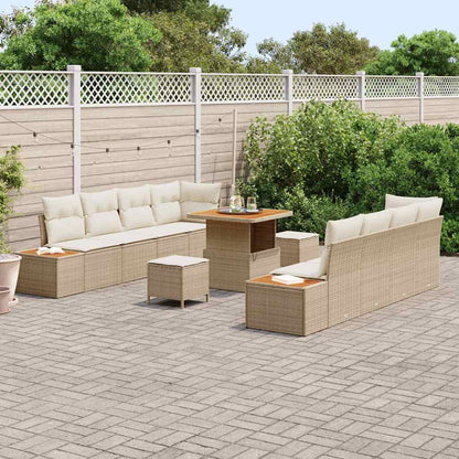 Tuinbankenset 11 pcs Beige poly rattan