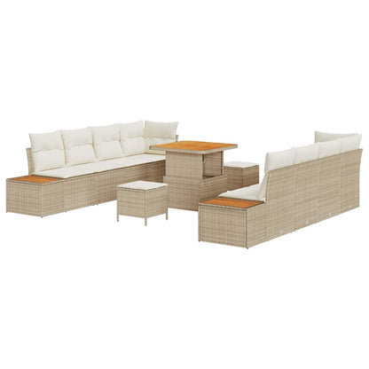 Tuinbankenset 11 pcs Beige poly rattan