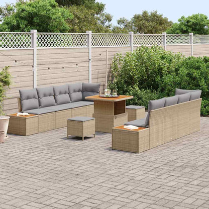 Tuinbankenset 11 pcs Beige poly rattan