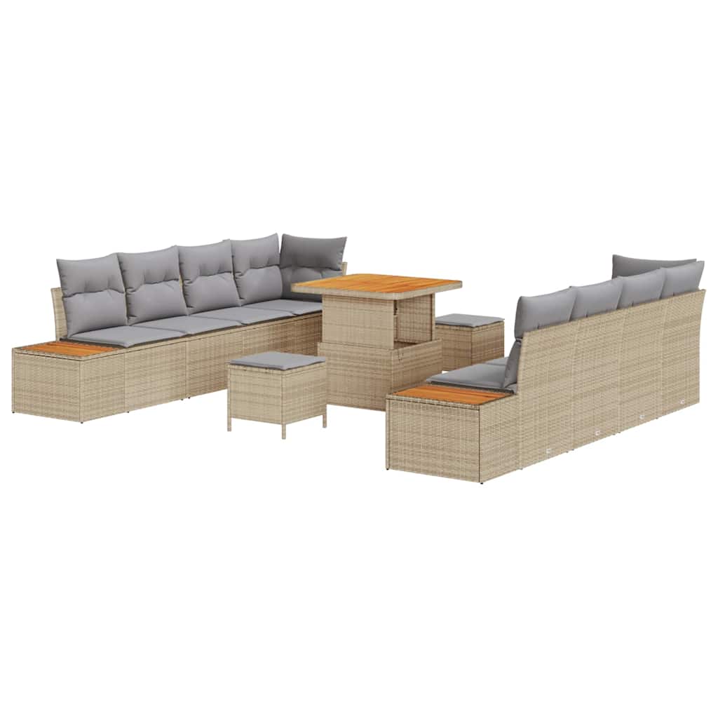 Tuinbankenset 11 pcs Beige poly rattan