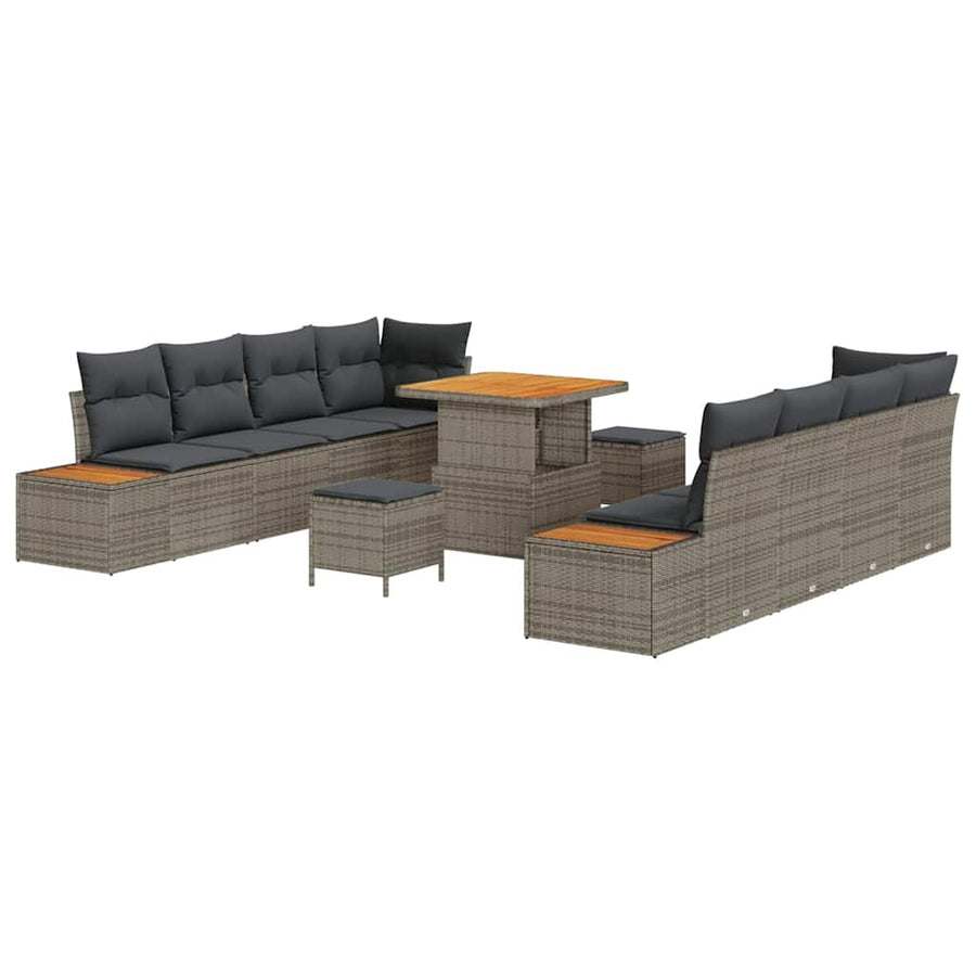 Tuinbankenset 11 pcs Grijs poly rattan