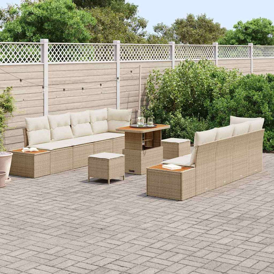Tuinbankenset 11 pcs Beige poly rattan