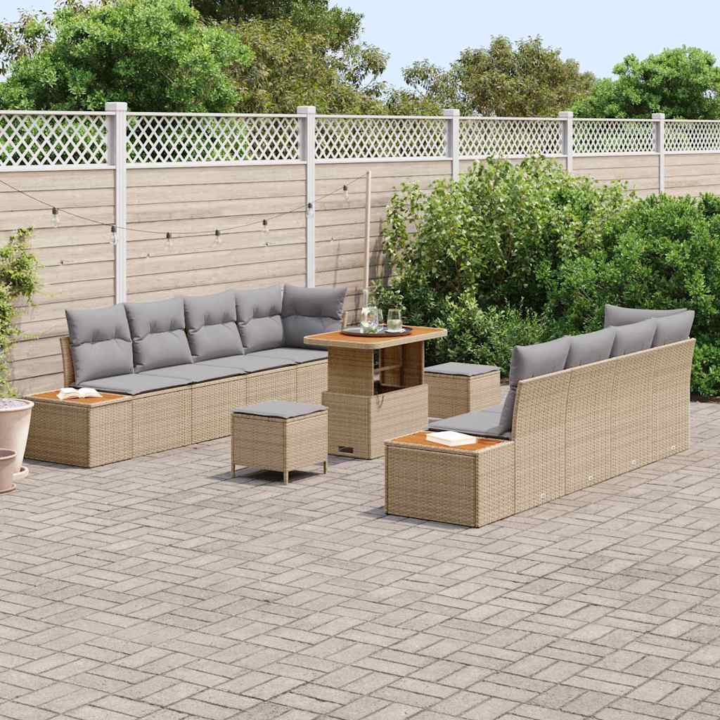 Tuinbankenset 11 pcs Beige poly rattan