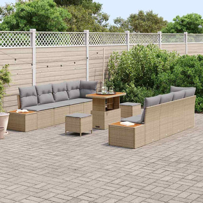 Tuinbankenset 11 pcs Beige poly rattan