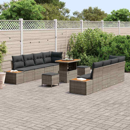 Tuinbankenset 11 pcs Grijs poly rattan