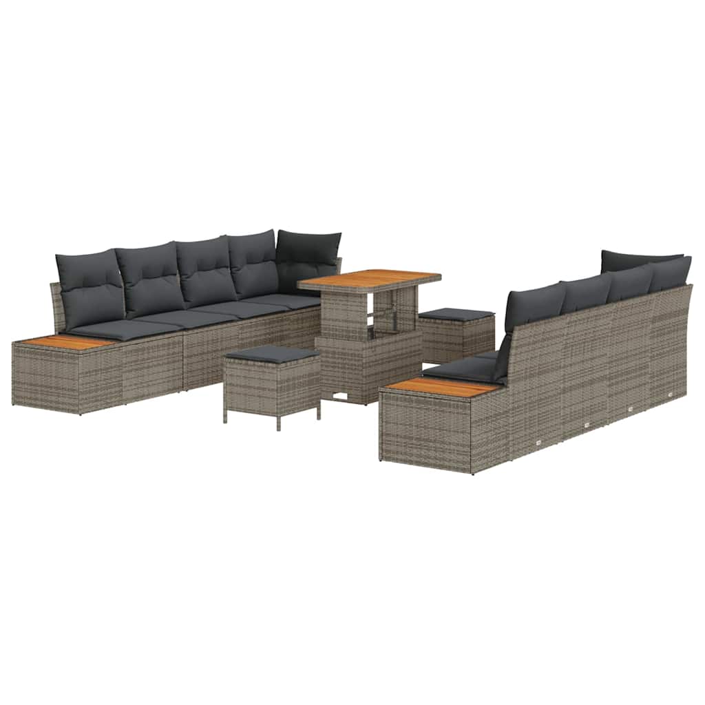 Tuinbankenset 11 pcs Grijs poly rattan