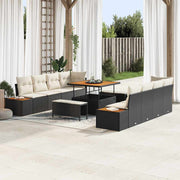 Tuinbankenset poly rattan zwart 11-delig