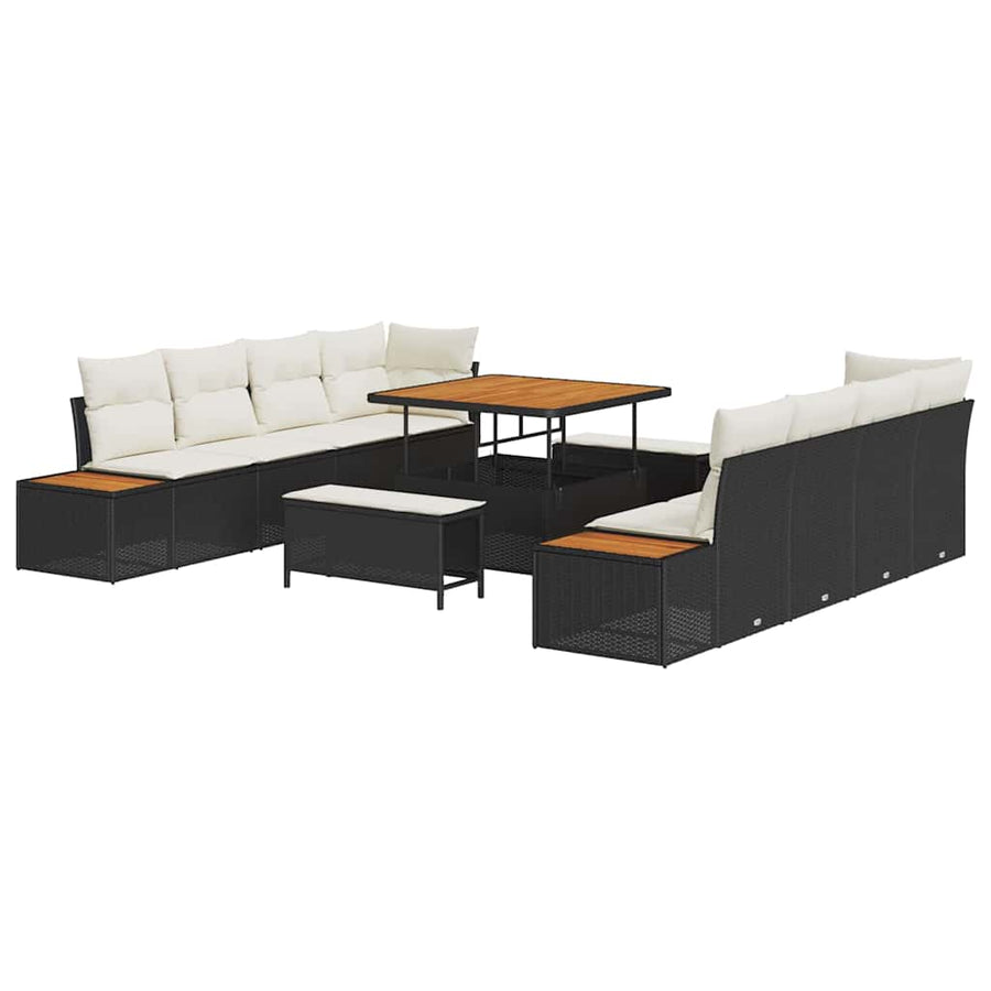 Tuinbankenset 11 pcs Zwart poly rattan