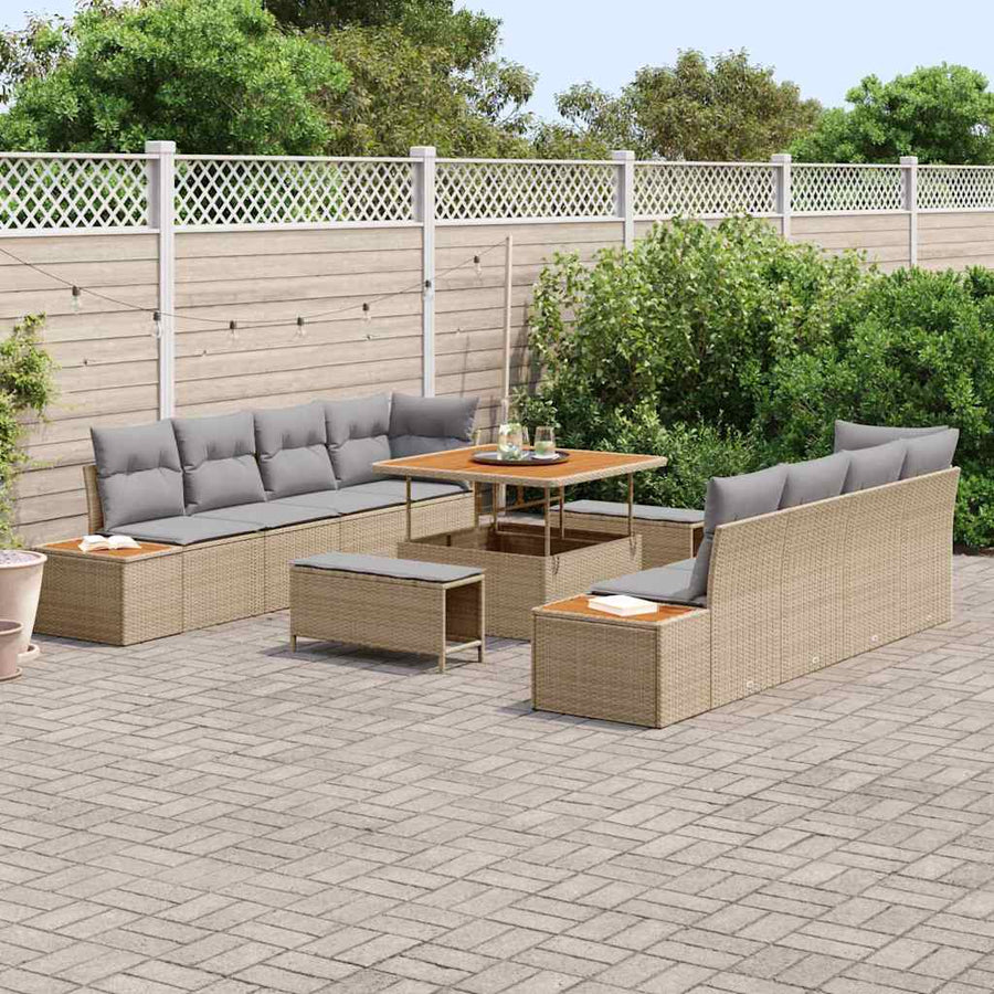 Tuinbankenset 11 pcs Beige poly rattan