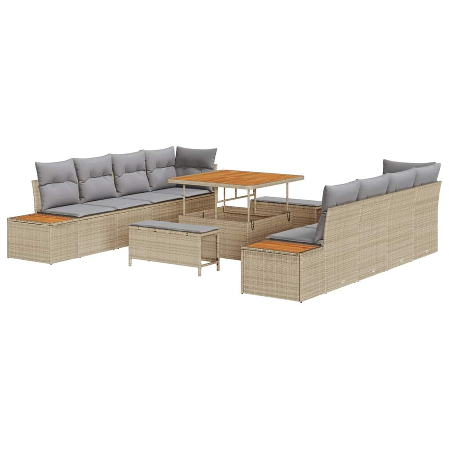 Tuinbankenset 11 pcs Beige poly rattan