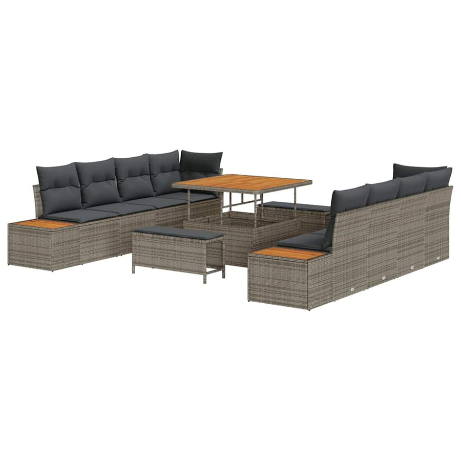 Tuinbankenset 11 pcs Grijs poly rattan