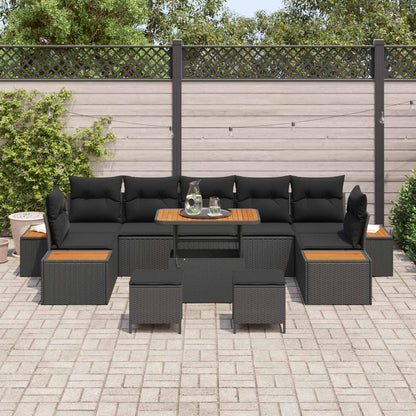 Tuinbankenset 10 pcs Zwart poly rattan