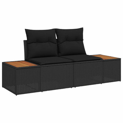 Tuinbankenset 10 pcs Zwart poly rattan