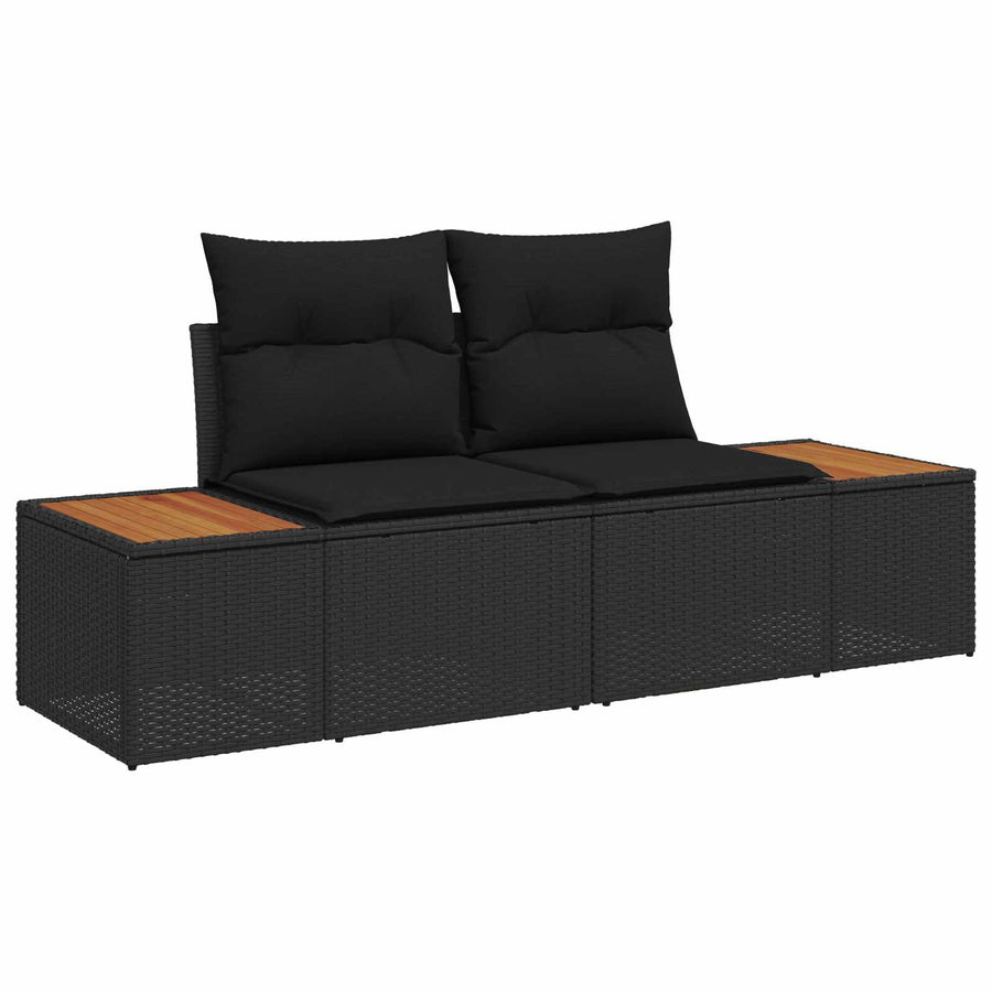 Tuinbankenset 10 pcs Zwart poly rattan