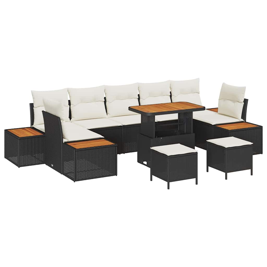 Tuinbankenset 10 pcs Zwart poly rattan