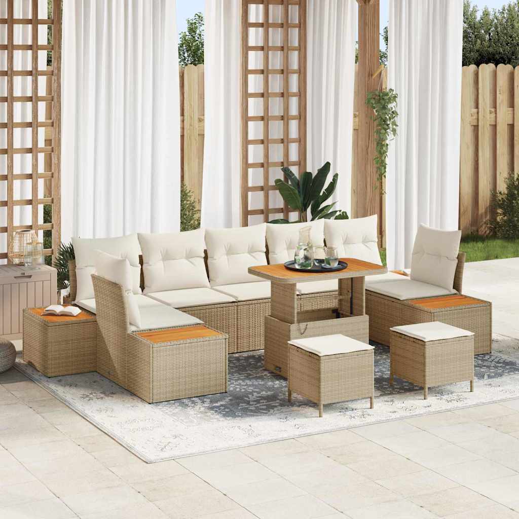 Tuinbankenset 10 pcs Beige poly rattan