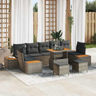 Tuinbankenset poly rattan grijs 9 zitplaatsen