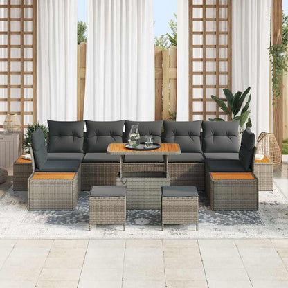 Tuinbankenset 10 pcs Grijs poly rattan