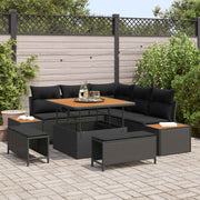 Tuinset poly rattan zwart 8-delig