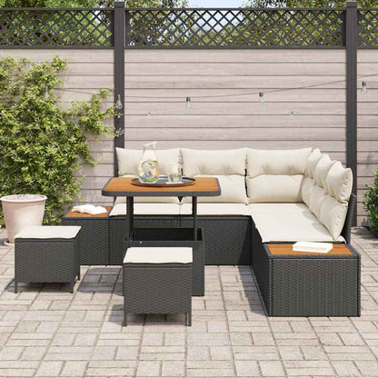 Tuinbankenset 8 pcs Zwart poly rattan