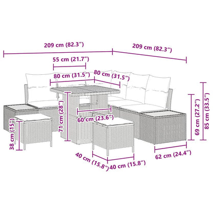 Tuinbankenset 8 pcs Zwart poly rattan