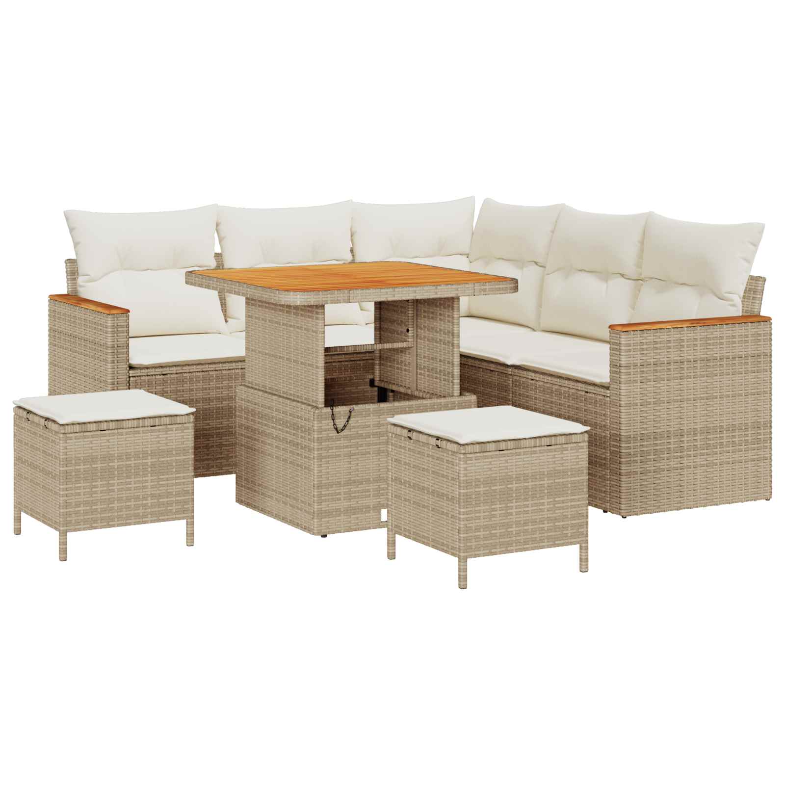 Tuinbankenset 8 pcs Beige poly rattan