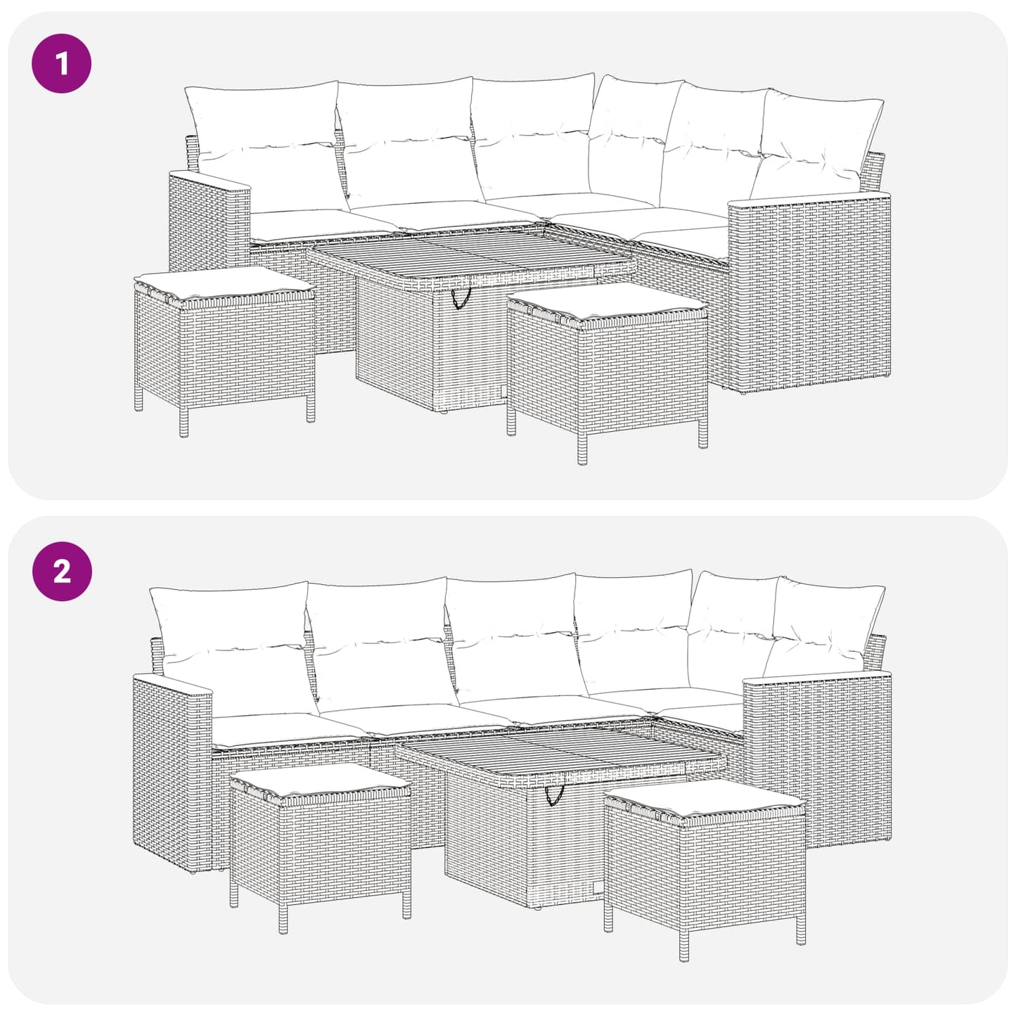 Tuinbankenset 8 pcs Beige poly rattan