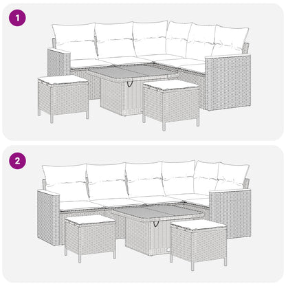 Tuinbankenset 8 pcs Beige poly rattan