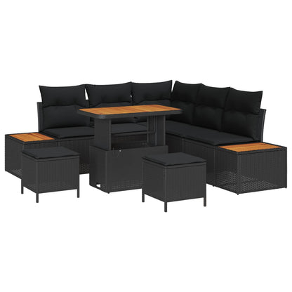 Tuinbankenset 8 pcs Zwart poly rattan