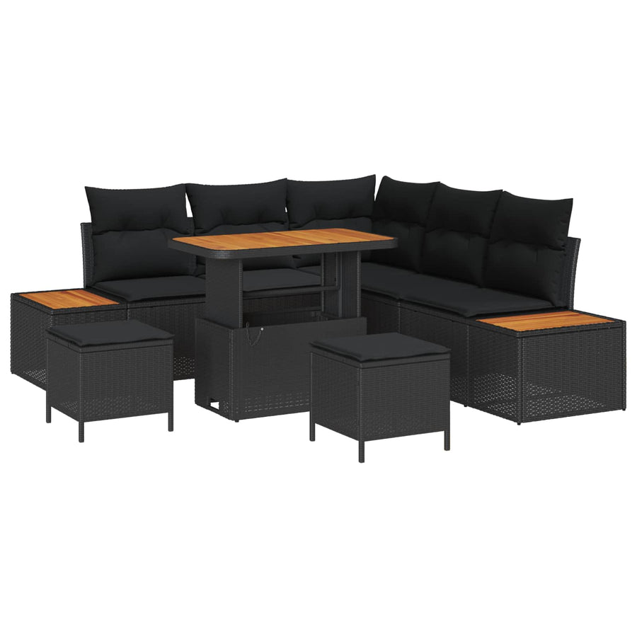 Tuinbankenset 8 pcs Zwart poly rattan