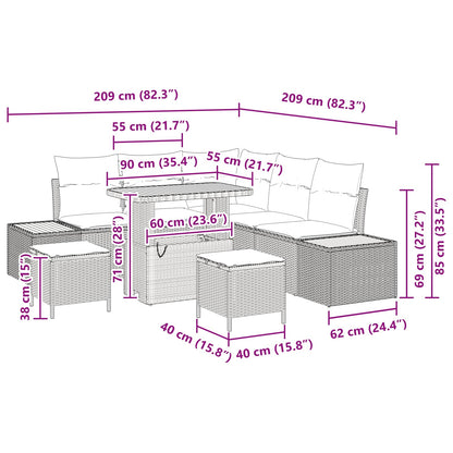 Tuinbankenset 8 pcs Zwart poly rattan