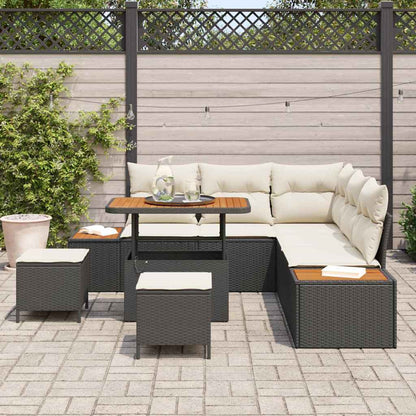 Tuinbankenset 8 pcs Zwart poly rattan