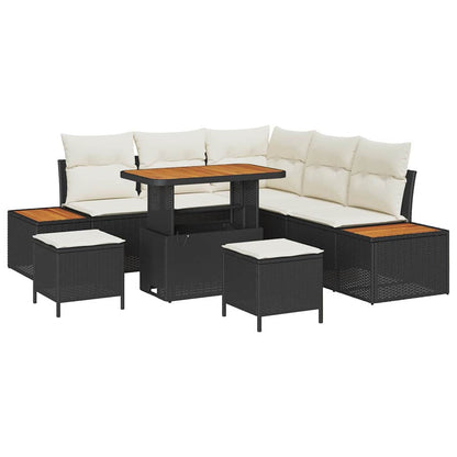Tuinbankenset 8 pcs Zwart poly rattan