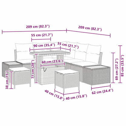 Tuinbankenset 8 pcs Zwart poly rattan