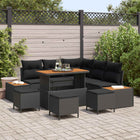 Tuinbankenset poly rattan zwart met acacia hout tafel