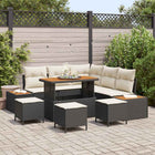 Tuinset poly rattan 8-persoons zwart acacia